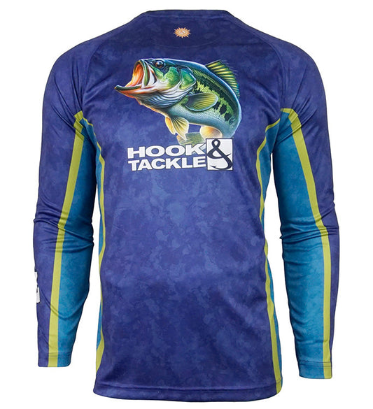 Men's Bass Camo Long Sleeve UV Fishing Shirt - UPF 50+ Sun Protection